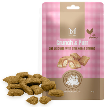 Crunch & Purr Cat Treats – Chicken & Shrimp Biscuits Mersjo 40g