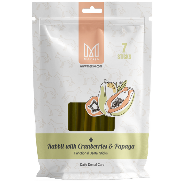 Mersjo Dental Sticks – Rabbit with Brown Algae, Cranberry, and Papaya