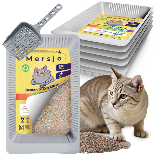 5x PH CONTROL disposable litter tray, bentonite cat litter with tray 5x2.7l + scoop
