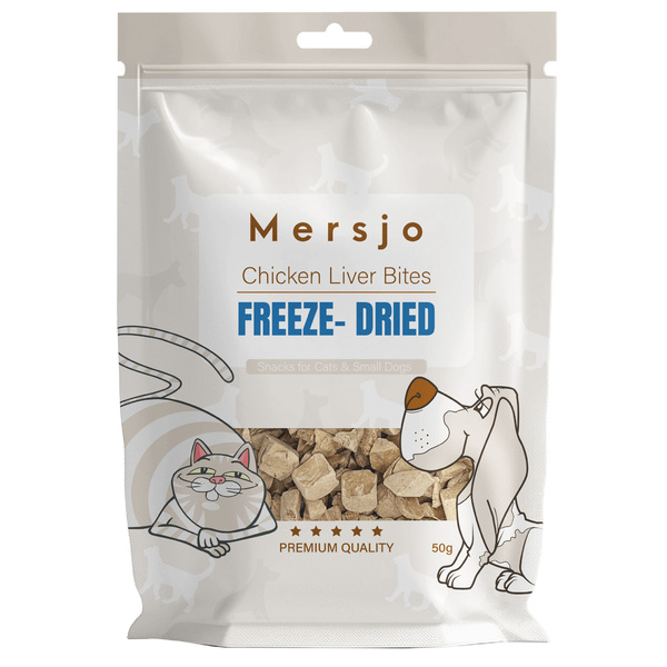 Freeze-Dried Chicken Liver Bites for Dog & Cat Mersjo 50g