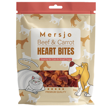 Heart Duo Dog & Cat Treats – Beef with Carrot Mersjo 50g