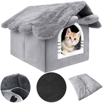 Domek dla kota, legowisko pluszowe kojec, miękkie posłanie, budka Mersjo