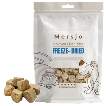 Freeze-Dried Chicken Liver Bites for Dog & Cat Mersjo 50g