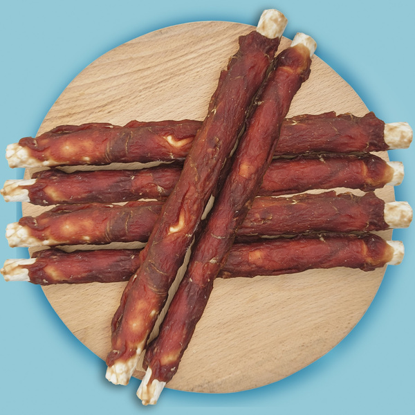 Rawhide chew  XXL 25cm with duck breast, dog treat, Mersjo, 240g