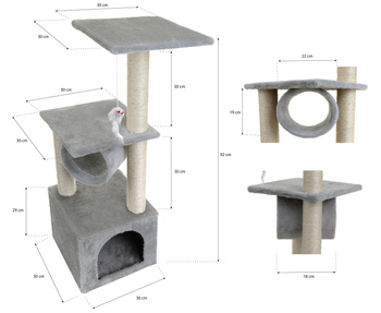 Cat scratching post, house, bed, Double 92 cm