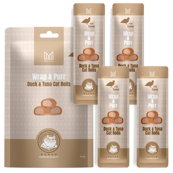 Przysmak dla kota - Wrap & Purr: Duck & Tuna Mersjo 40g (4x10g)