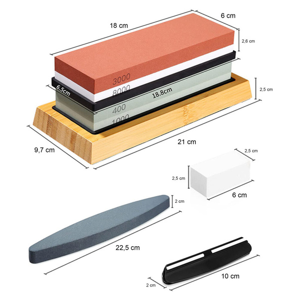 Kamień wodny, ostrzałka, osełka - zestaw do ostrzenia noży 400/1000 3000/8000