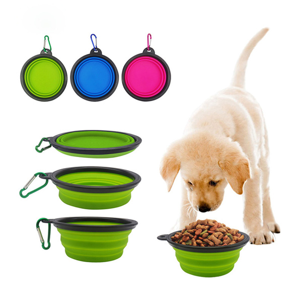 Collapsible Foldable Pet Dog Travel Bowl for Food & Water pink