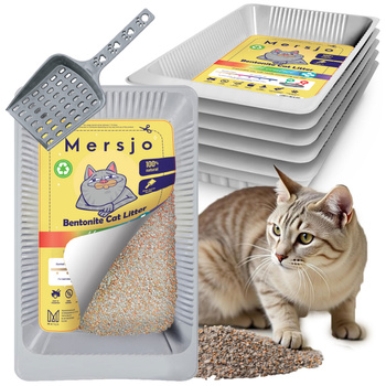 5x PH CONTROL disposable litter tray, bentonite cat litter with tray 5x2.7l + scoop