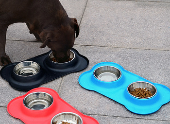 Double dog bowl black ANTI-SKIP