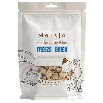 Freeze-Dried Chicken Liver Bites for Dog & Cat Mersjo 50g