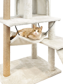 Cat scratching post, house with toy, 6 levels, cosy bed, Comfort Line beige