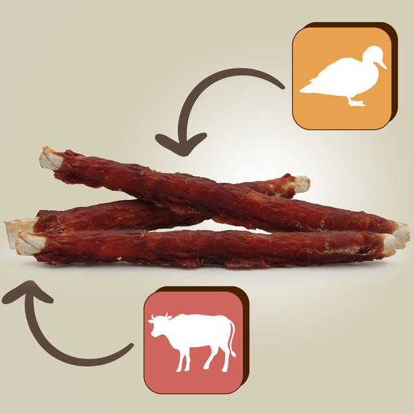 Rawhide chew  XXL 25cm with duck breast, dog treat, Mersjo, 240g