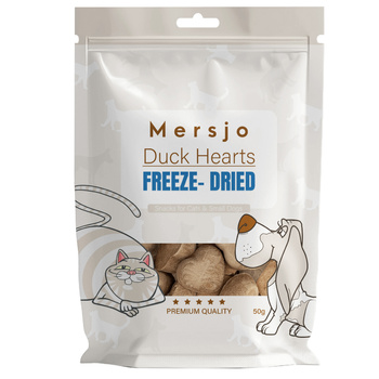 Freeze-Dried Duck Hearts for Dog & Cat Mersjo 50g