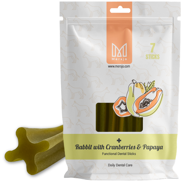Mersjo Dental Sticks – Rabbit with Brown Algae, Cranberry, and Papaya