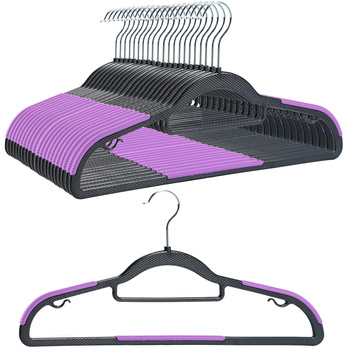 Zestaw wieszaków z antypoślizgową nakładką SOFTY 20 szt. czarno-fioletowe