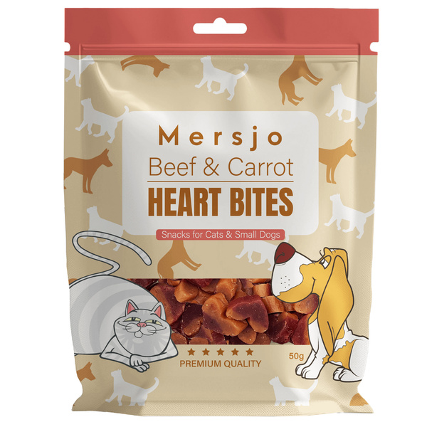 Heart Duo Dog & Cat Treats – Beef with Carrot Mersjo 50g