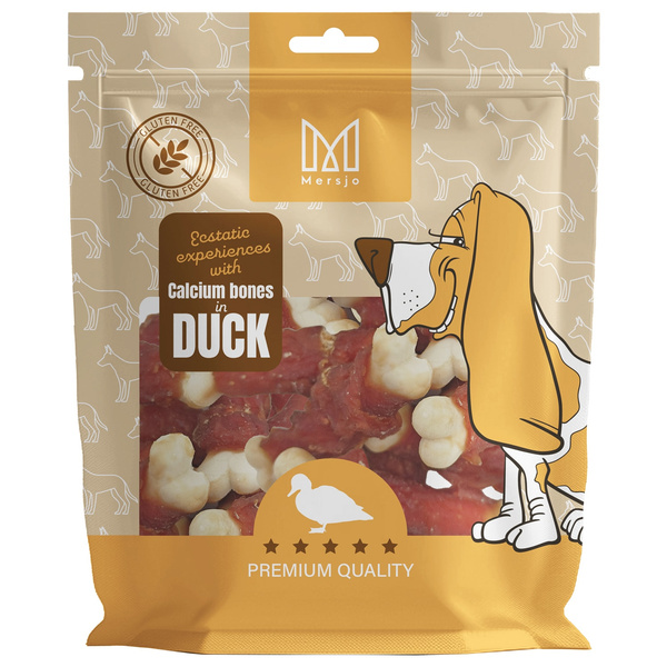 Przysmak dla psa - Kostki wapienne z kaczką Mersjo 500g