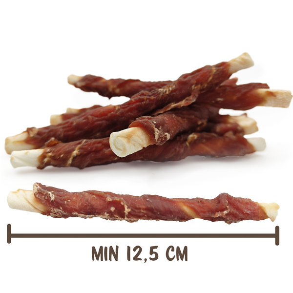 Natural rawhide twist chews with duck meat, dog treat, Mersjo, 500g