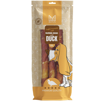 Rawhide chew  XXL 25cm with duck breast, dog treat, Mersjo, 240g