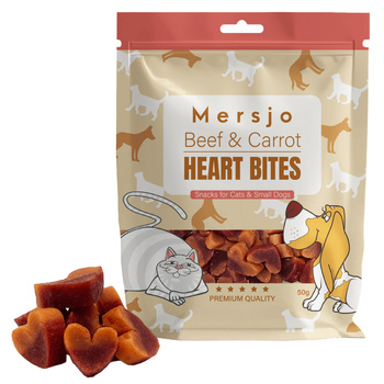 Heart Duo Dog & Cat Treats – Beef with Carrot Mersjo 50g